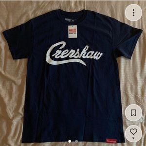 Navy Blue Crenshaw T Shirt With White Lettering